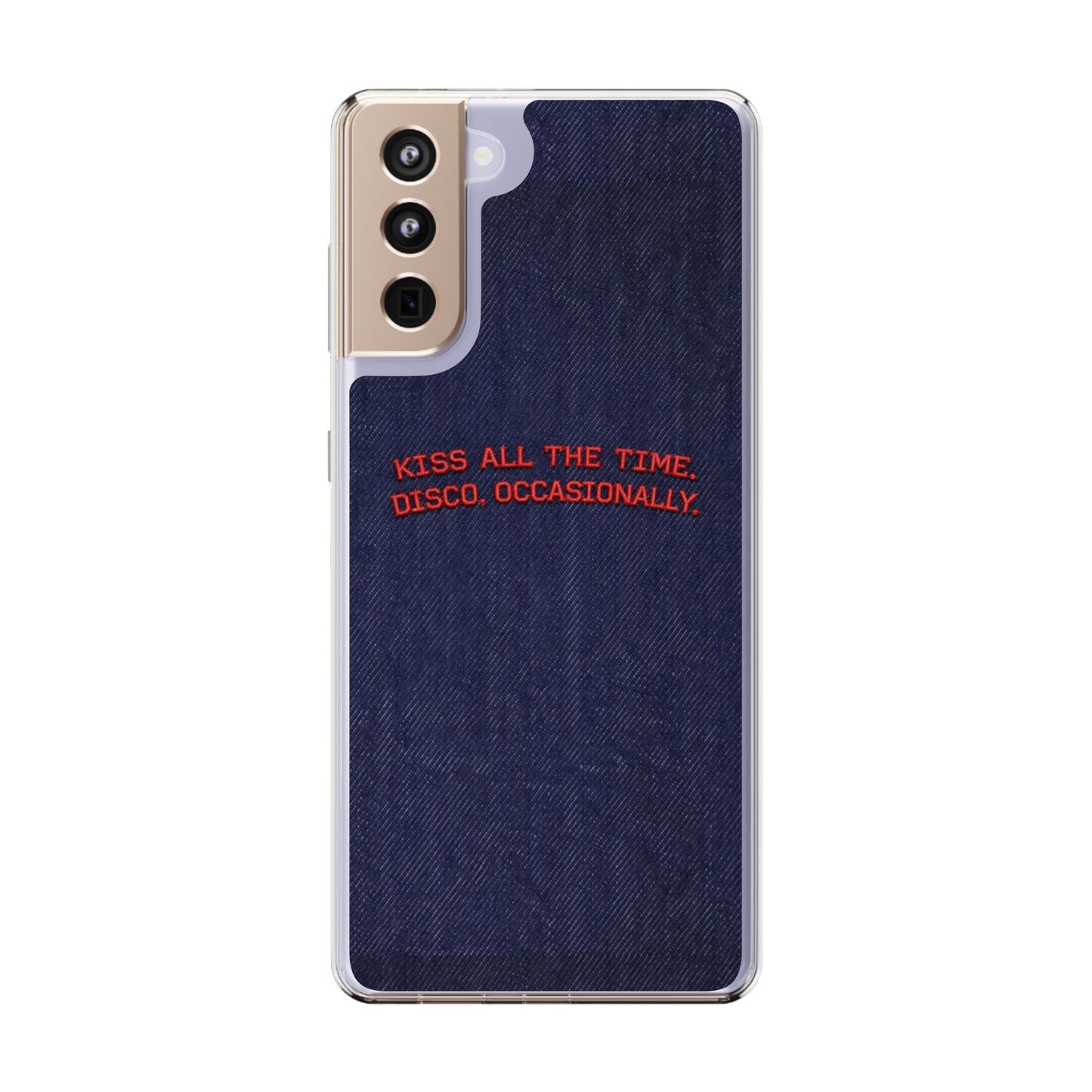 Kiss All The Time Denim Clear Phone Case — Retro Disco Quote