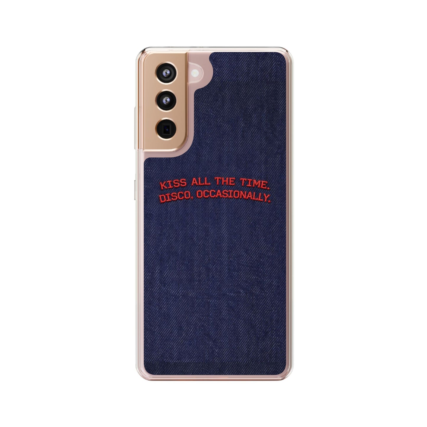 Kiss All The Time Denim Clear Phone Case — Retro Disco Quote