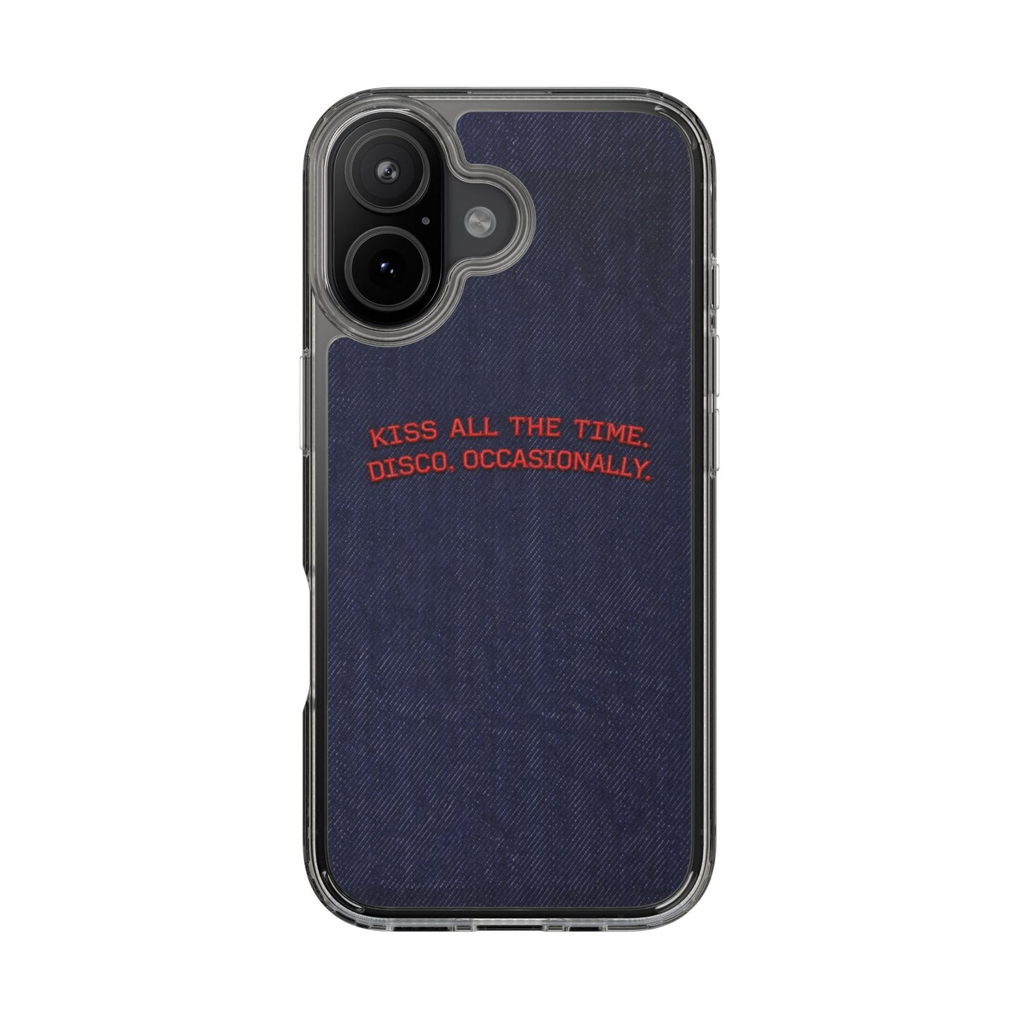 Kiss All The Time Denim Clear Phone Case — Retro Disco Quote
