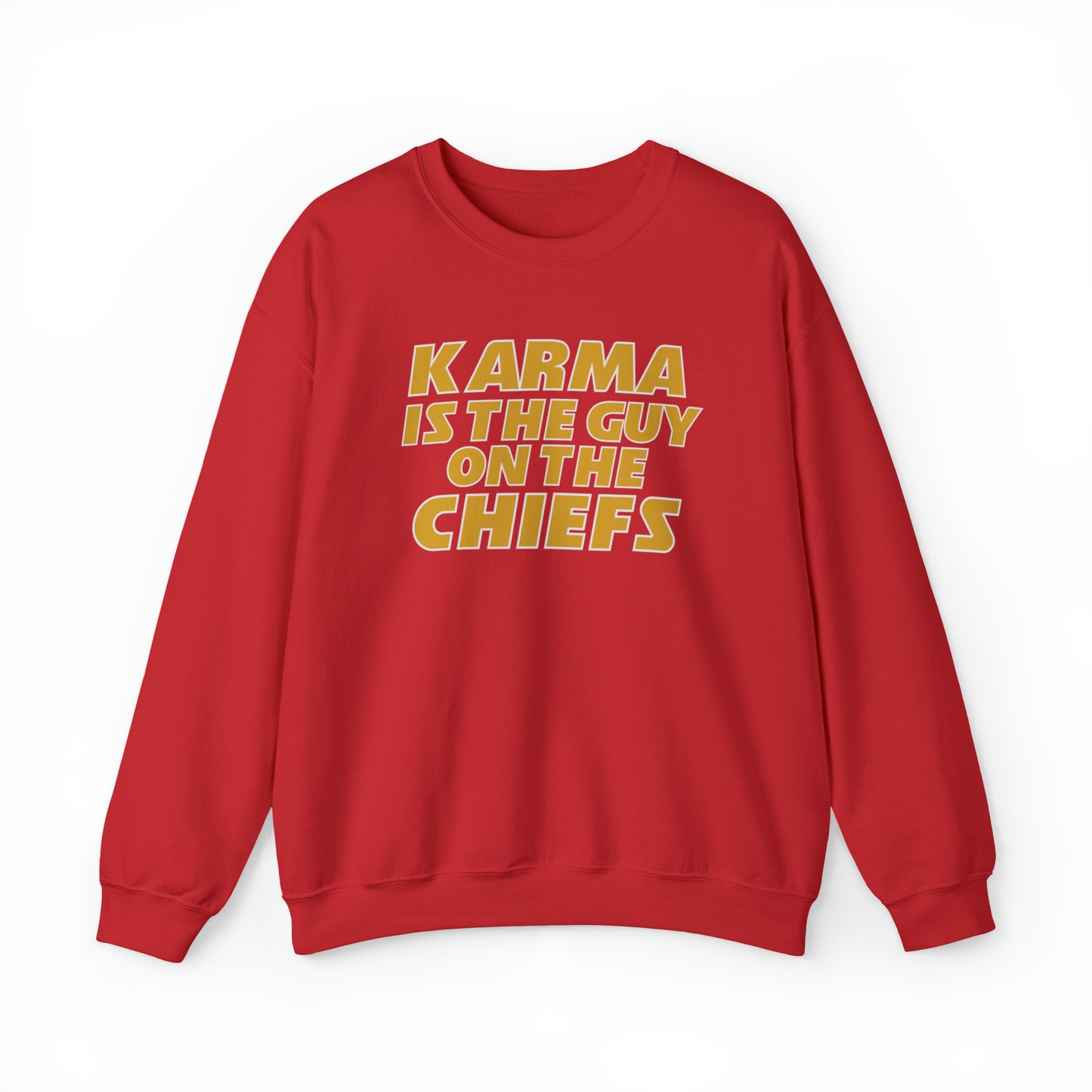 Karma is the guy on the Chiefs Crewneck Sweatshirt