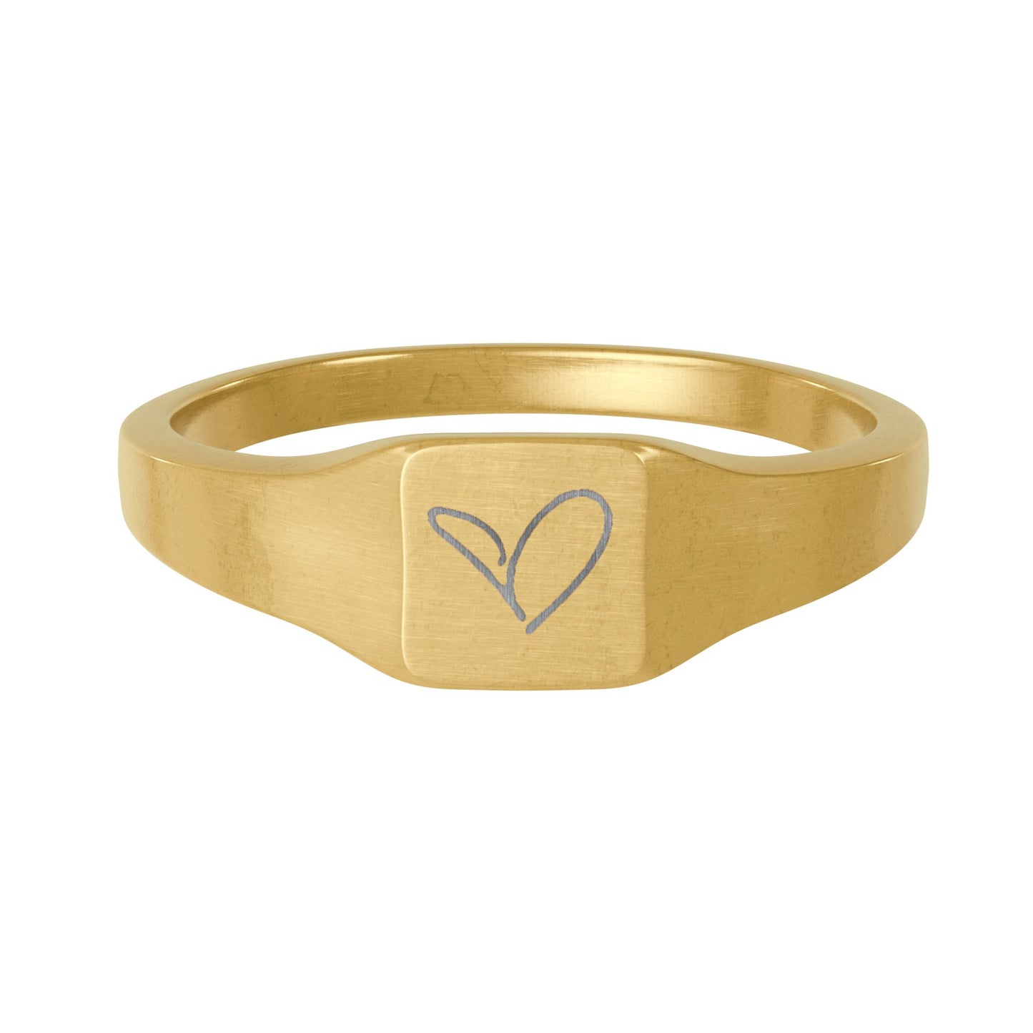 HS Heart Engraved Square Ring - Stainless Steel