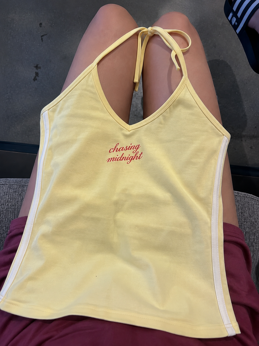 Chasing Midnight Halter Crop Tank Top