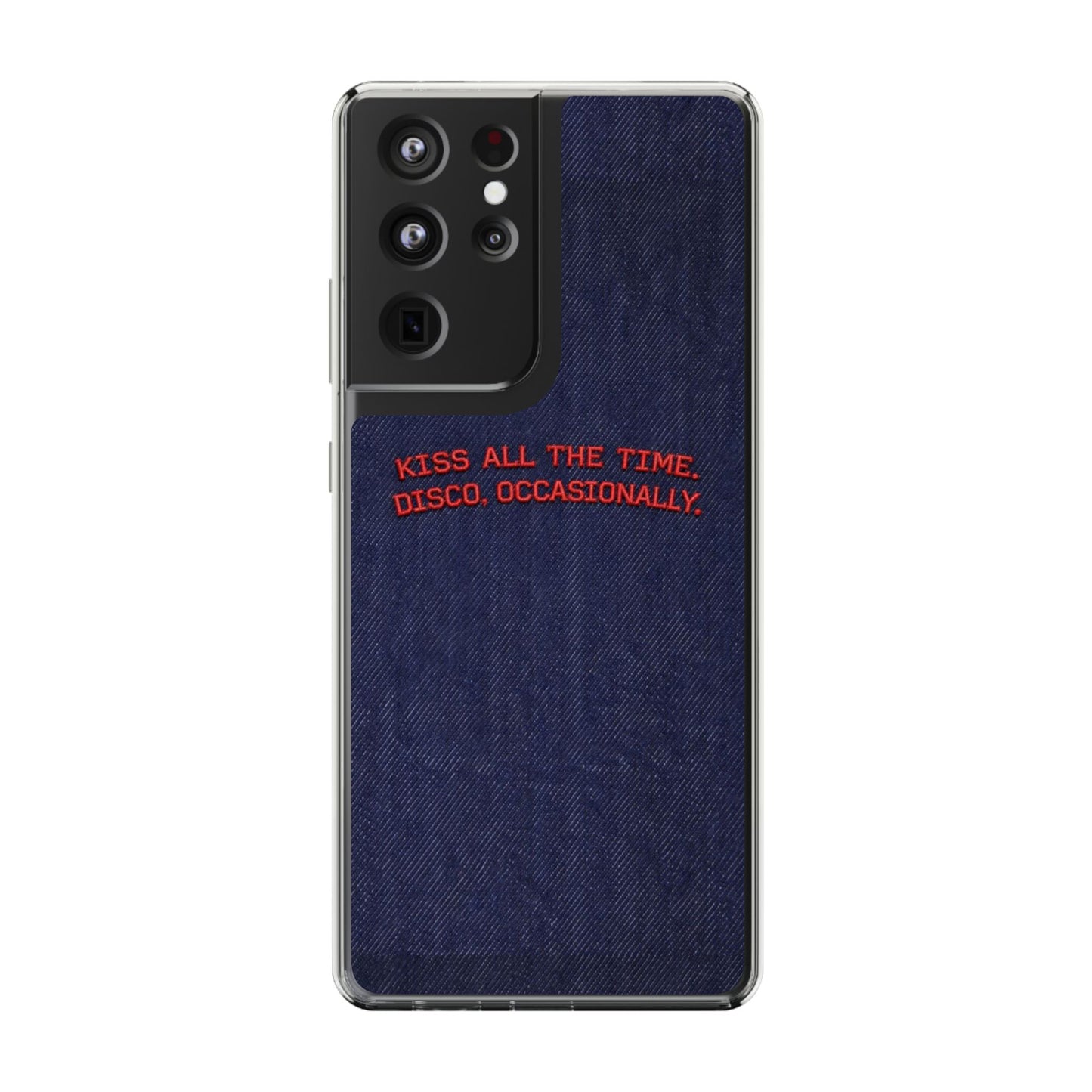Kiss All The Time Denim Clear Phone Case — Retro Disco Quote